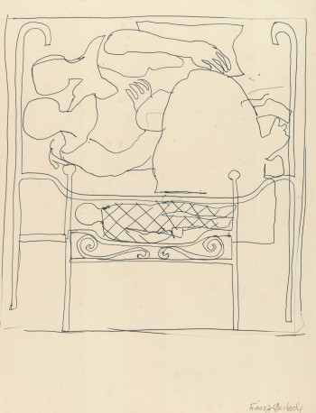 mfg franz gertsch Familie bei Nacht 1966 Zeichnung