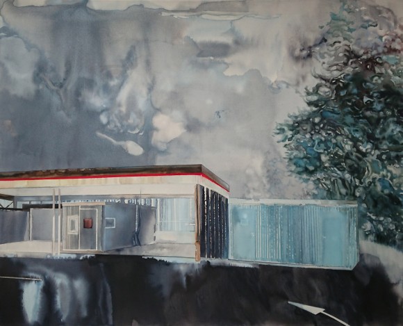 37 Helena Wyss Scheffler Waiting for the rain 2019 Aquarell Gouache auf Baumwolle 120 x 150 cm KWS Sammlung Helena Wyss Scheffler