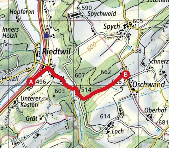 Wanderroute Riedtwil Oschwand